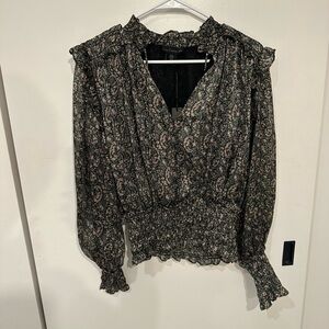 NWT House of Harlow Floral Black Blouse Medium